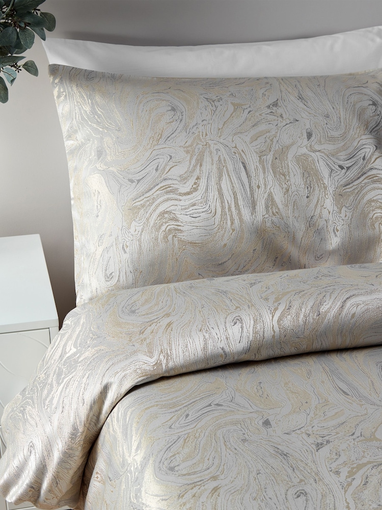 Золотистый постельный комплект с мраморным Luxe Riva Paoletti Osyter - Изображение 2 из 3