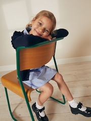 Navy Blue Cotton Rich Frill Shoulder School Cardigan (3-16yrs) - Image 2 of 6