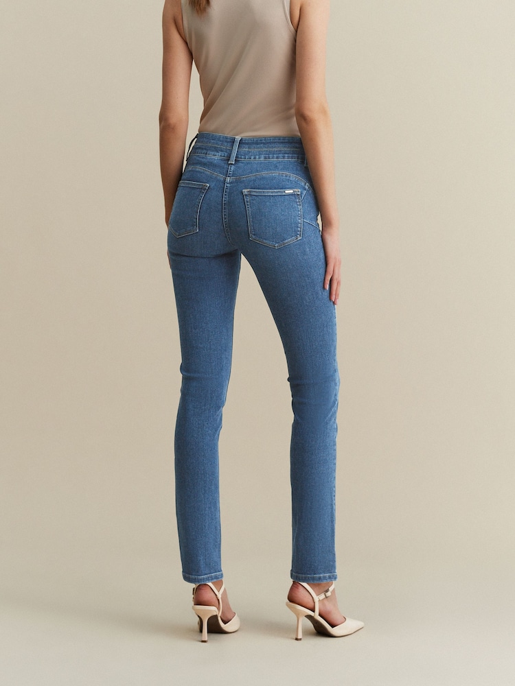 Denim albastru nuanță medie - Blugi slim cu efect de ridicare și modelare - Image 3 of 5