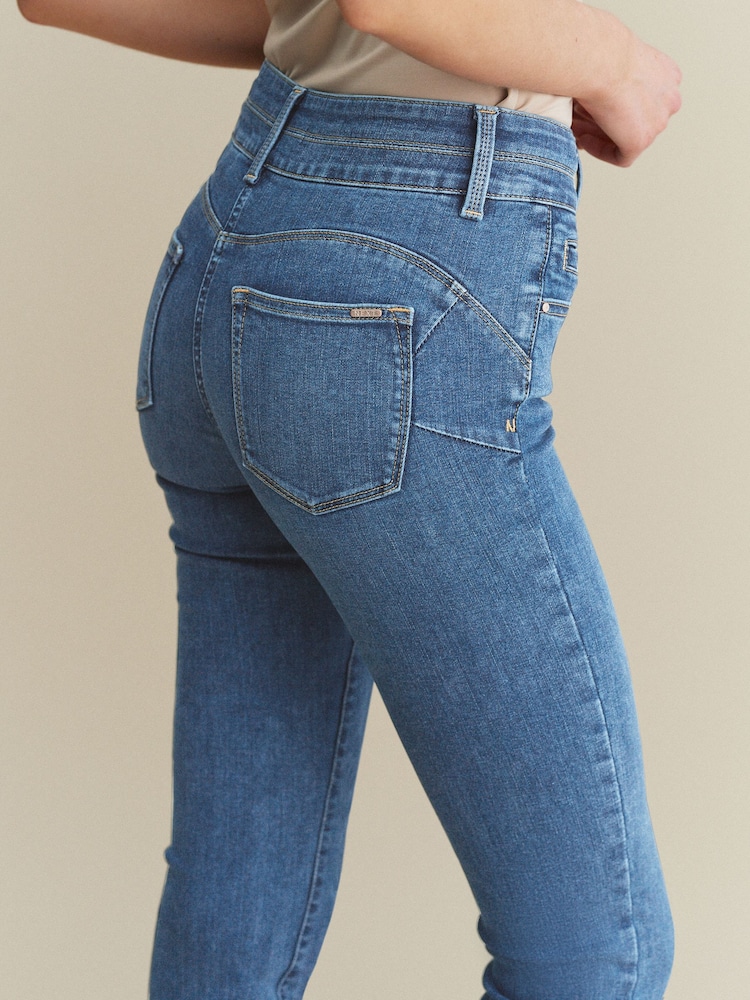 Denim albastru nuanță medie - Blugi slim cu efect de ridicare și modelare - Image 4 of 5