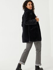FatFace Felicity Black Faux Fur Coat - Image 2 of 4