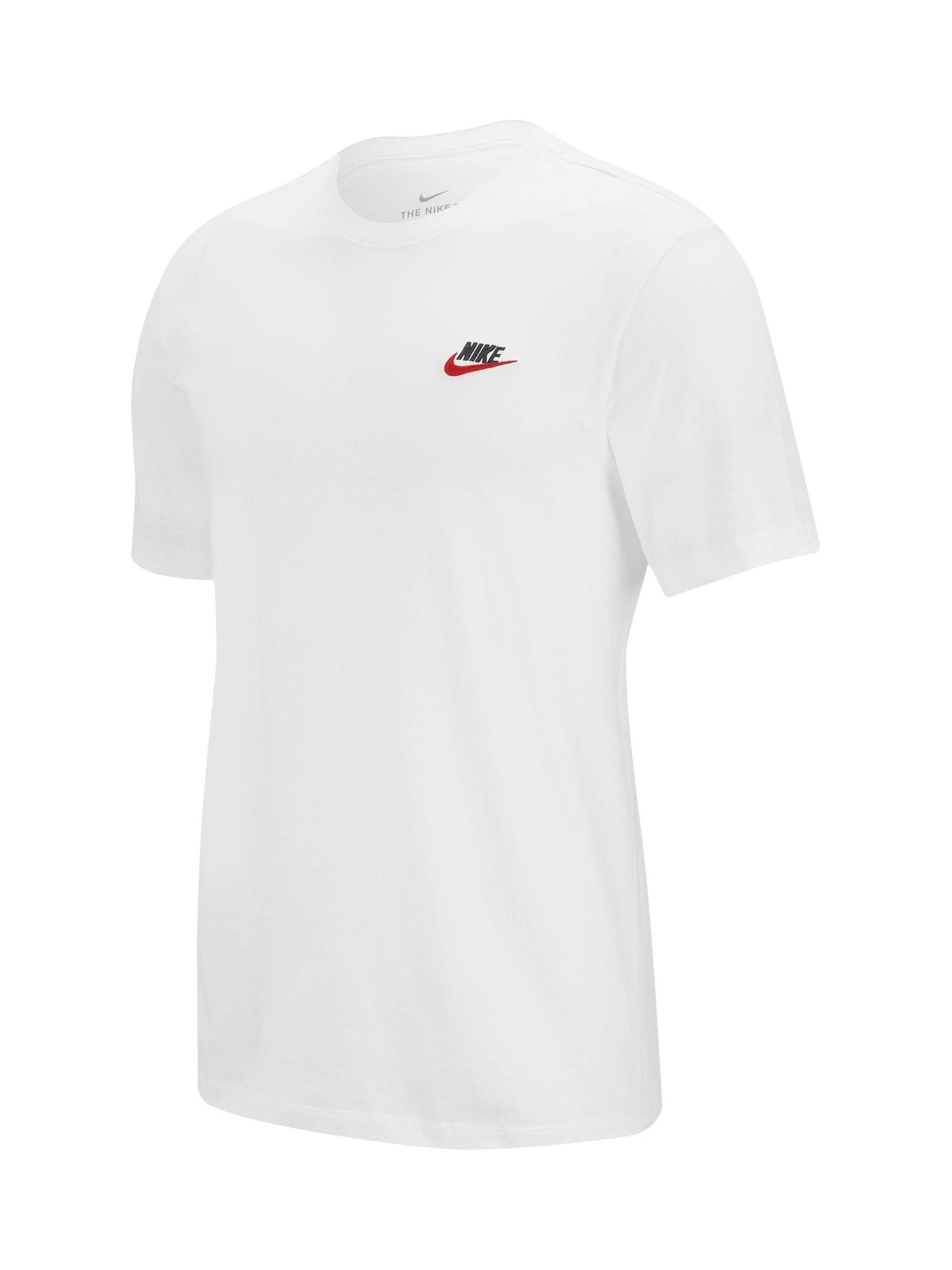 White nike shirt with red logo discount