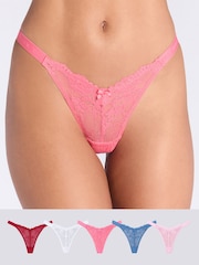 粉色 - Boux Avenue Fran 高叉蕾絲丁字褲 5 件裝 - 圖片 1/6