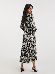 Joanna Hope Green Print Mesh Midi Wrap Dress - Image 2 of 4