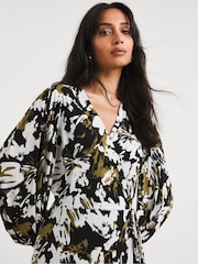 Joanna Hope Green Print Mesh Midi Wrap Dress - Image 4 of 4