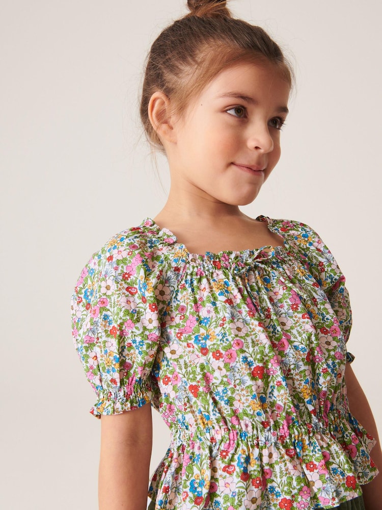Ditsy Print Ruched Blouse (3-16yrs) - Image 1 of 6 Ditsy Print Ruched Blouse (3-16yrs) - Image 1 of 6