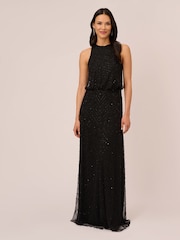 Adrianna Papell Beaded Halter Gown - Image 1 of 6