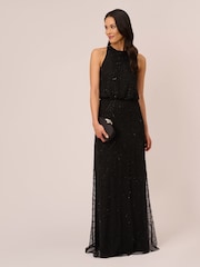 Adrianna Papell Beaded Halter Gown - Image 3 of 6