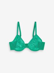 Black/Green/White Non Pad Plunge DD+ Non Pad Plunge Lace & Mesh Bras 3 Pack - Image 7 of 9