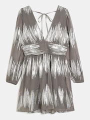 River Island Silver Tie Back Swing Mini 100% Cotton Dress - Image 5 of 5