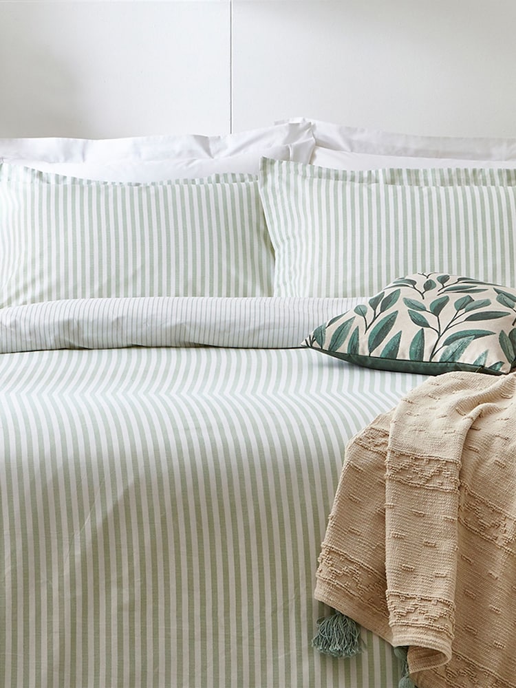 Yard Eucalyptus Hebden Striped 100% Cotton Duvet Cover and Pillowcase Set - Image 2 of 2