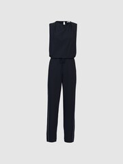 Reiss Navy Henlee Side Stripe Jumpsuit - Image 2 of 6