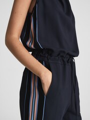 Reiss Navy Henlee Side Stripe Jumpsuit - Image 4 of 6