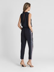 Reiss Navy Henlee Side Stripe Jumpsuit - Image 5 of 6