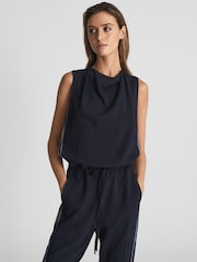 Reiss Navy Henlee Side Stripe Jumpsuit - Image 6 of 6