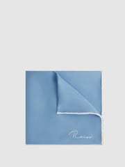 Reiss Soft Blue Ceremony Plain Silk Pocket Square - Image 1 of 5