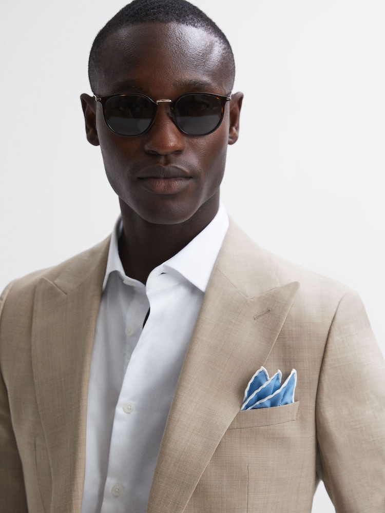 Reiss Soft Blue Ceremony Plain Silk Pocket Square - Image 2 of 5