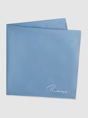 Reiss Soft Blue Ceremony Plain Silk Pocket Square - Image 3 of 5