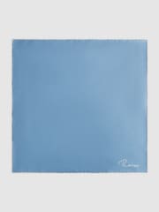 Reiss Soft Blue Ceremony Plain Silk Pocket Square - Image 4 of 5