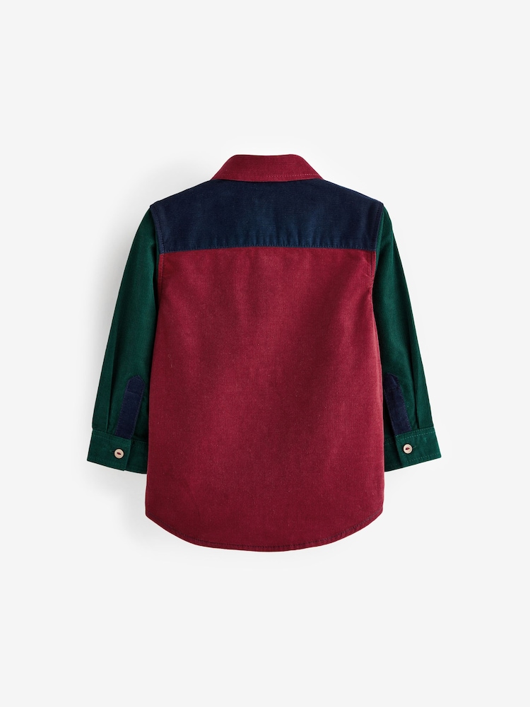 Red Colourblock Corduroy Shirt (3mths-7yrs) - Image 2 of 9 Red Colourblock Corduroy Shirt (3mths-7yrs) - Image 2 of 9