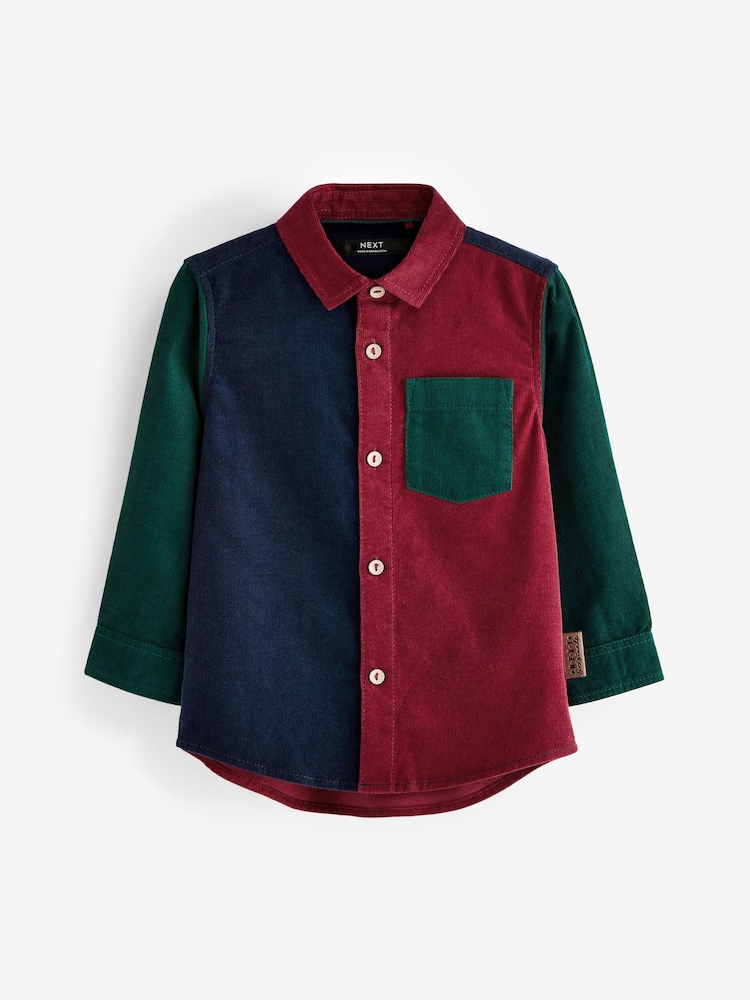 Red Colourblock Corduroy Shirt (3mths-7yrs) - Image 6 of 9