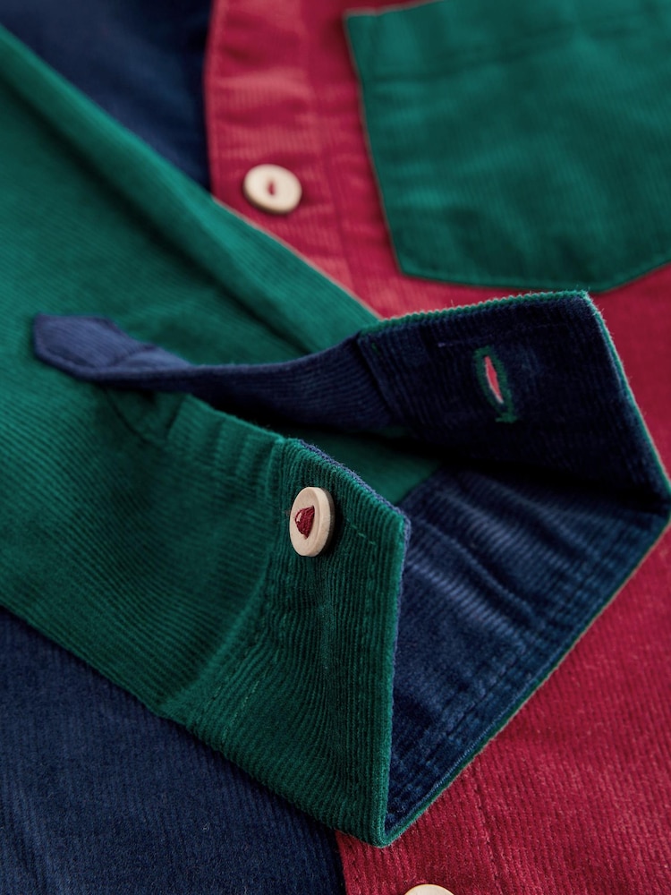 Red Colourblock Corduroy Shirt (3mths-7yrs) - Image 8 of 9