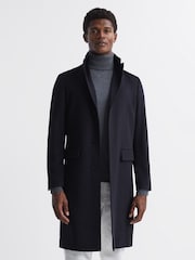 Reiss Navy Tycho Cashmere Coat - Image 1 of 8
