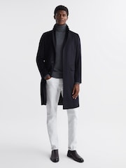 Reiss Navy Tycho Cashmere Coat - Image 3 of 8