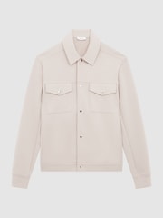 Reiss Oatmeal Jerry Jersey Interlock Overshirt - Image 2 of 5