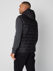 Threadbare Black Matte Finish Padded Hooded Gilet - Image 2 of 4
