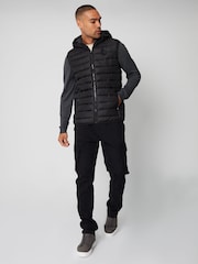 Threadbare Black Matte Finish Padded Hooded Gilet - Image 3 of 4