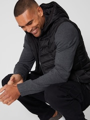 Threadbare Black Matte Finish Padded Hooded Gilet - Image 4 of 4