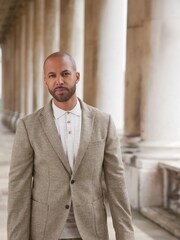 Natural Slim Fit Italian Wool Blend Undyed Suit Jacket - Image 1 of 9