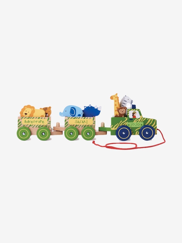 JoJo Maman Bébé Wooden Safari Pull-Along Truck with Animals - Image 1 of 3
