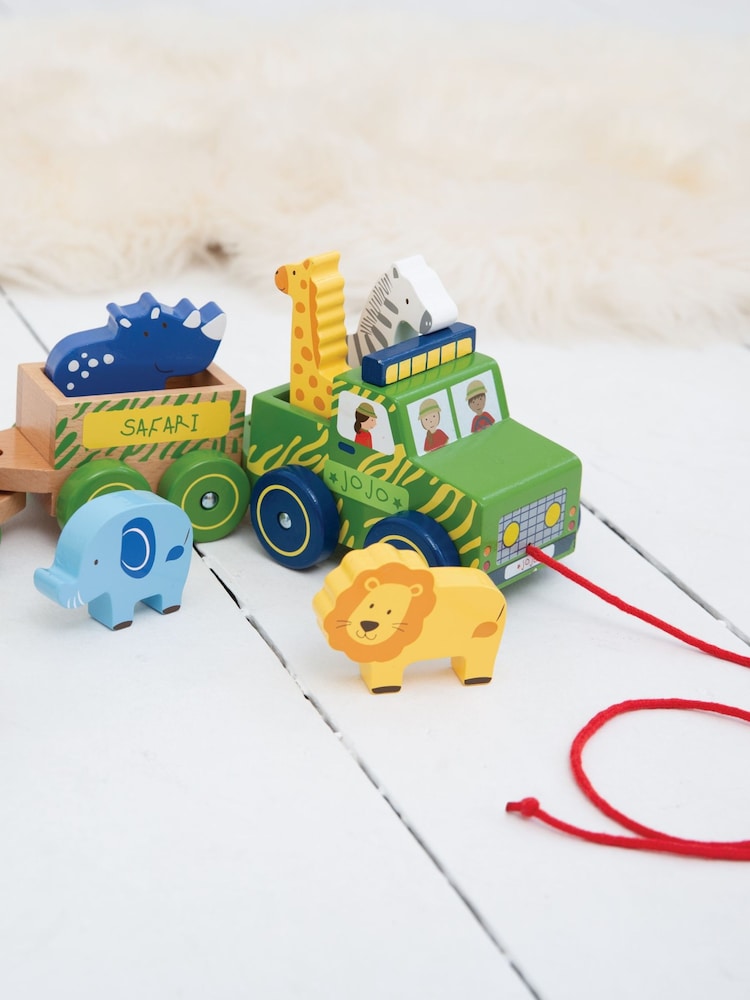 JoJo Maman Bébé Wooden Safari Pull-Along Truck with Animals - Image 2 of 3