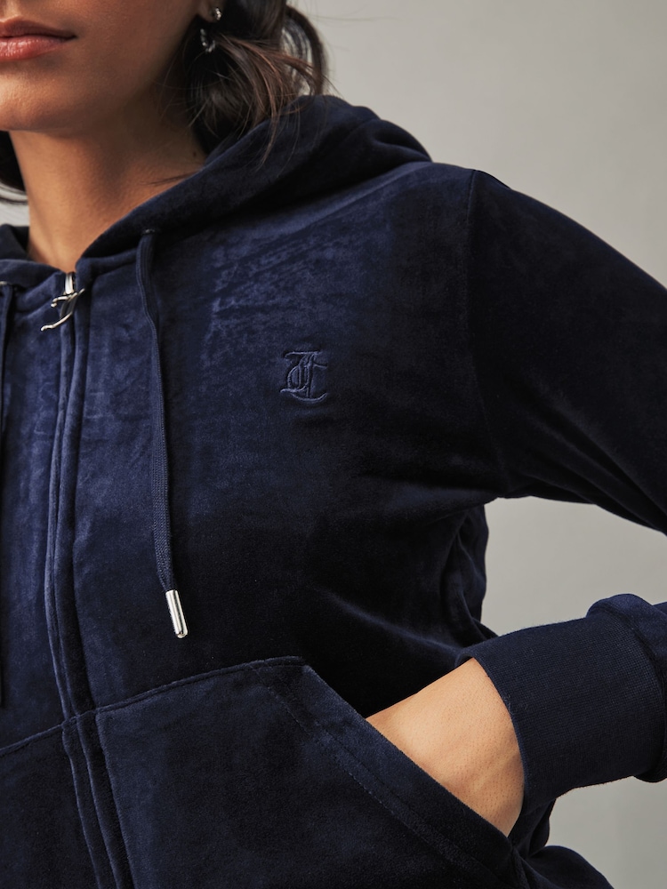 Juicy Couture Womens Zip Through Velour Robertson Zip Up Hoodie - Image 4 of 4