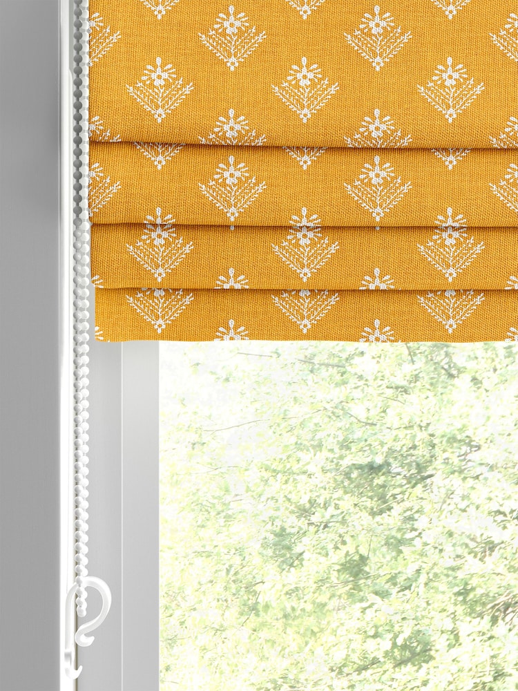 Laura Ashley Yellow Lady Fern Made To Measure Roman Blinds - Image 2 of 6
