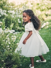 Angel & Rocket White Taffeta Bow Baby Dress - Image 1 of 7