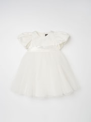 Angel & Rocket White Taffeta Bow Baby Dress - Image 5 of 7
