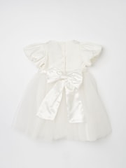 Angel & Rocket White Taffeta Bow Baby Dress - Image 6 of 7