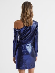 Reiss Blue Tamara Sequined Mini Dress - Image 5 of 6