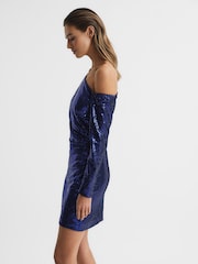 Reiss Blue Tamara Sequined Mini Dress - Image 6 of 6