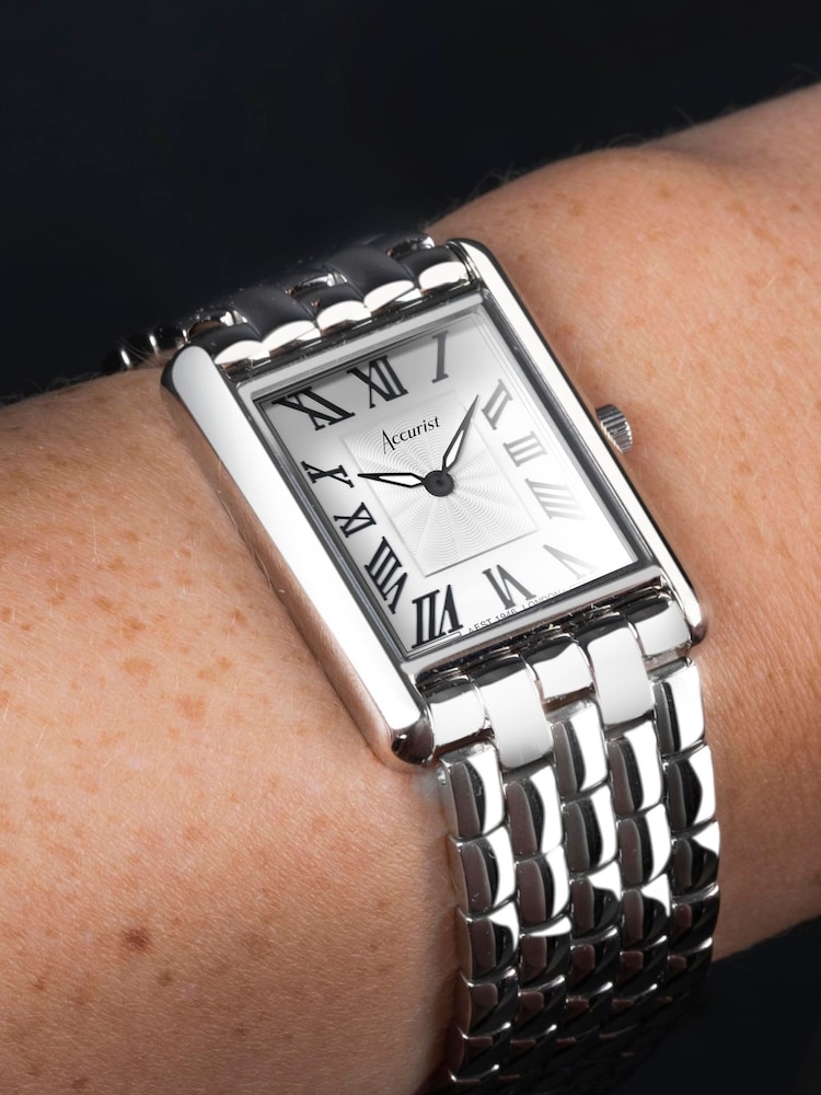 Accurist Womens Silver Tone Rectangle Stainless Steel Bracelet Analogue Watch - Image 7 of 7