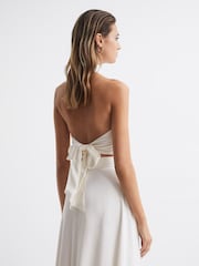 Reiss White Ruby Cropped Halter Occasion Top - Image 5 of 7