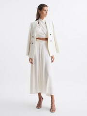 Reiss White Ruby Cropped Halter Occasion Top - Image 7 of 7