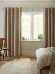 Natural Soft Crinkle Blackout Eyelet Blackout/Thermal Curtains - Image 3 of 8