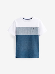 Blue/White Textured Colourblock Short Sleeve 100% Cotton T-Shirt (3-16yrs) - Image 1 of 1