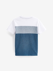 Blue/White Textured Colourblock Short Sleeve 100% Cotton T-Shirt (3-16yrs) - Image 2 of 2