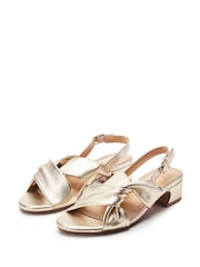 Moda in Pelle Gold Macarena Leather Twisted Upper Low Block Heels - Image 2 of 4