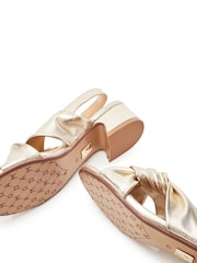 Moda in Pelle Gold Macarena Leather Twisted Upper Low Block Heels - Image 4 of 4